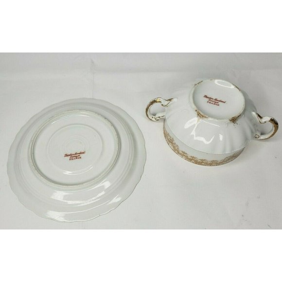 Theodore Haviland Limoges France Tea Cup and Saucer White Gold Design - Picture 7 of 12